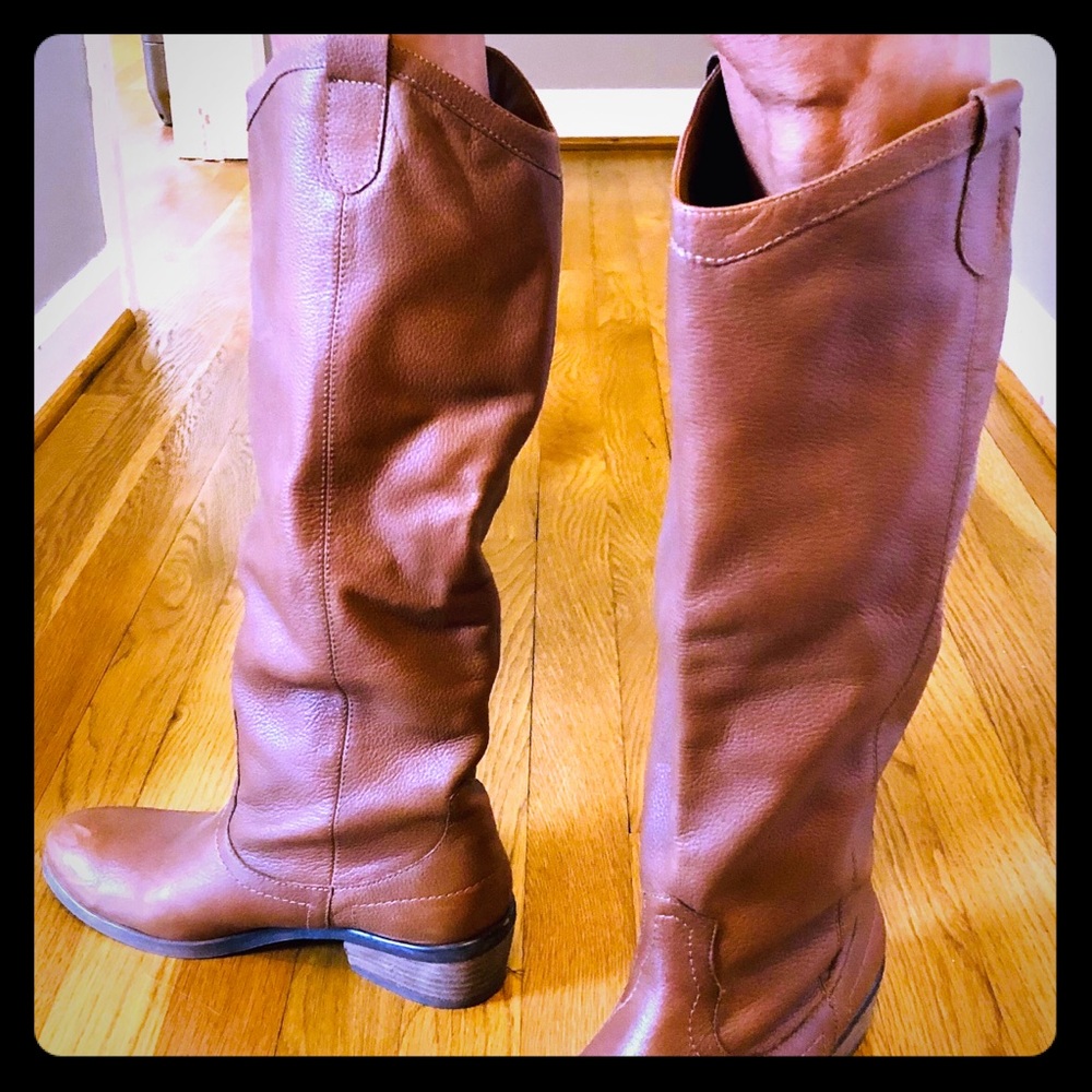 Franco Fortini lt brn leather knee high boots,8.5